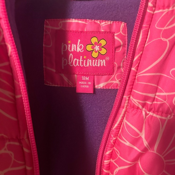 Pink Platinum Kids Pink Floral Puffer Jacket 18m NWT - Picture 7 of 7